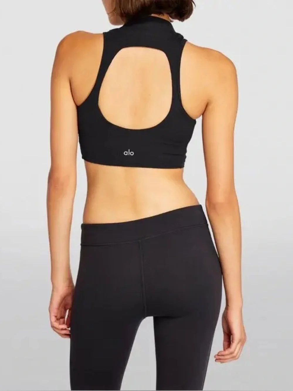 Alo Yoga Goddess Rib Cropped Dynamite Bra‎ Top Black Small